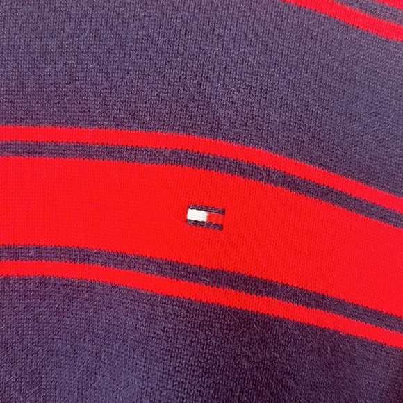 Tommy Hilfiger Striped Sweater Mens Size M Red and Dark Blue - Picture 5 of 6